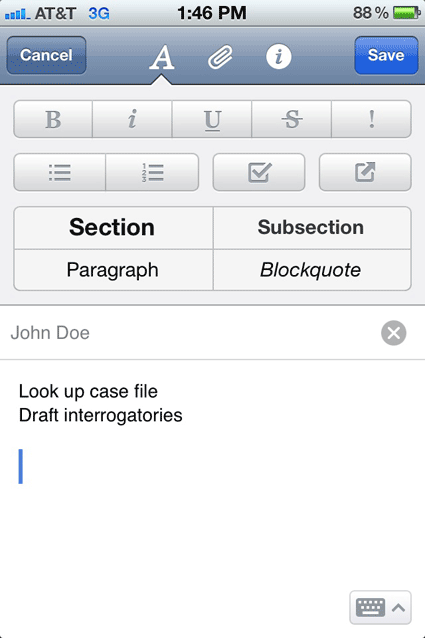 Evernote screenshot